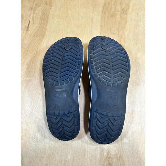 Crocs Crocband Flip Flops Sandals Mens 12 Navy Blue And White - Picture 5 of 10